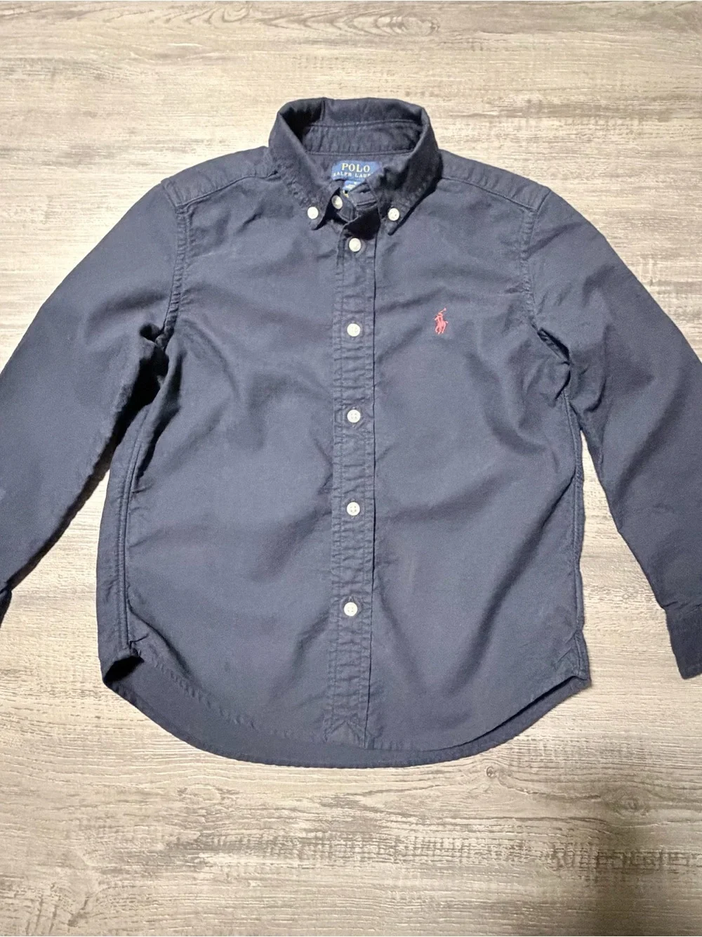 Boys Ralph Lauren Dark Blue Long Sleeve Button Down Shirt Embroidered Logo Pony